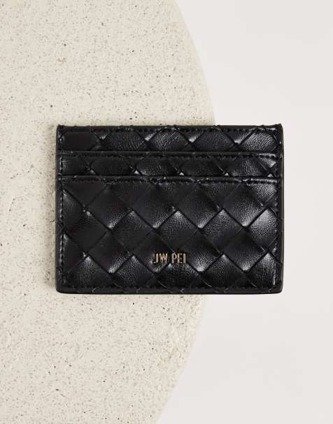 JW PEI woven card holder in black - view 1