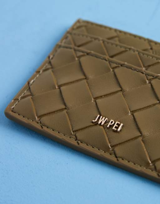 JW PEI woven card holder in olive green, 3 of 4