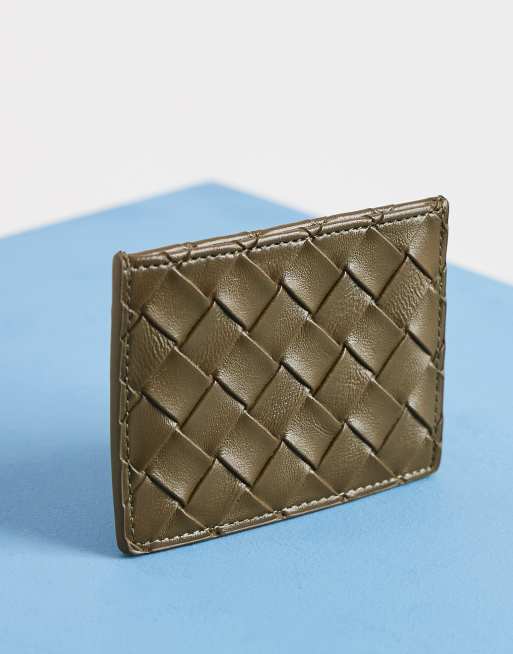 JW PEI woven card holder in olive green, 4 of 4