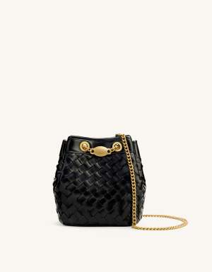 JW PEI Yara hand woven bucket bag in black