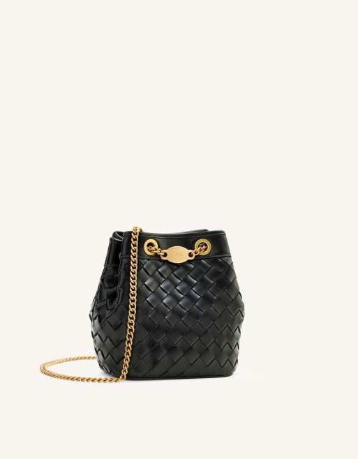 JW PEI Yara hand woven bucket bag in black, 3 of 4