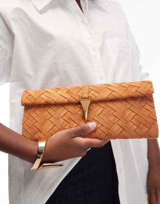 JW PEI JW PEI Zaria woven clutch bag in brown