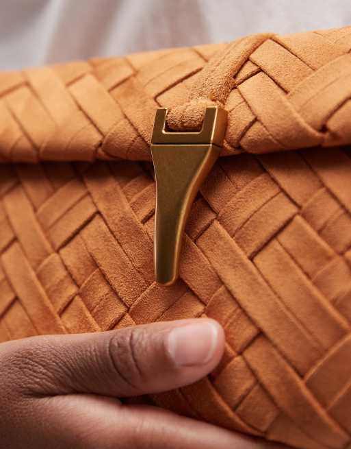 JW PEI Zaria woven clutch bag in brown, 3 of 4
