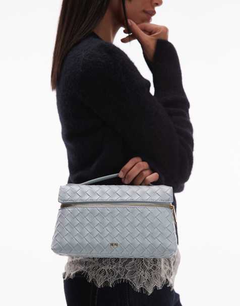 JW Thea woven top handle bag in ice blue - view 1