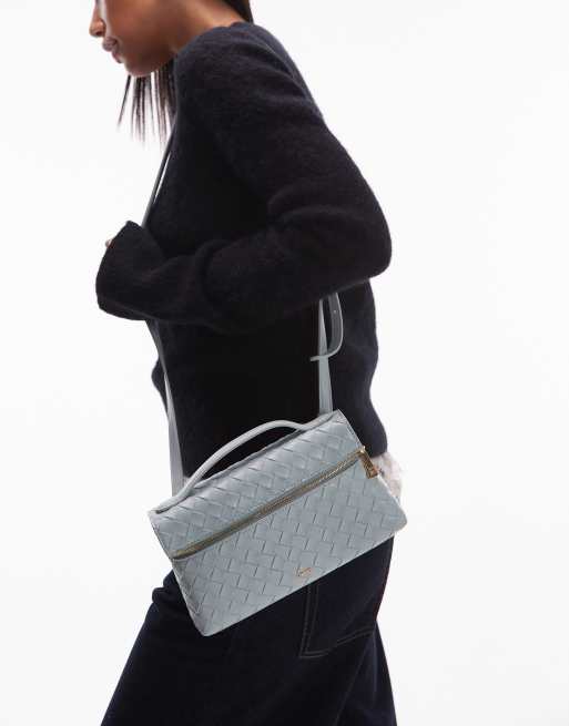 JW Thea woven top handle bag in ice blue, 2 of 4