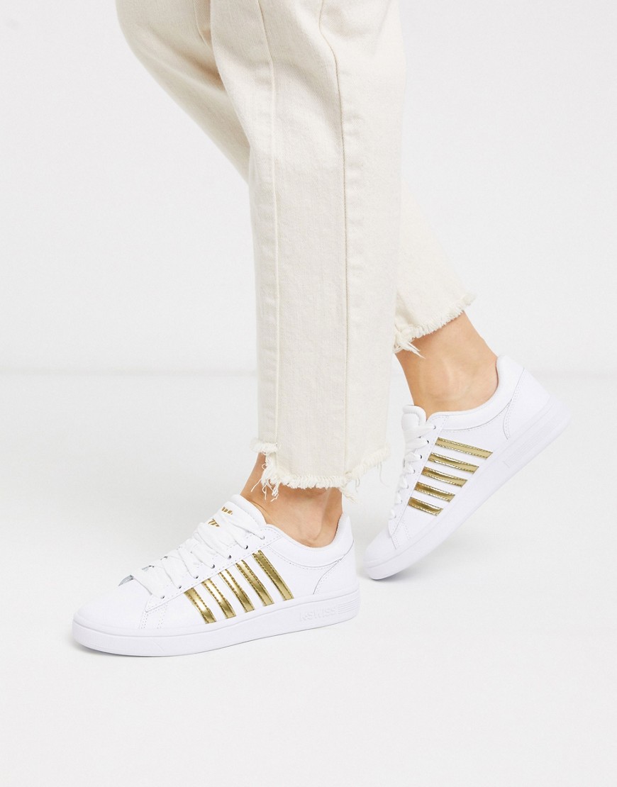 K-Swiss - Court Winston - Sneakers in wit met goud