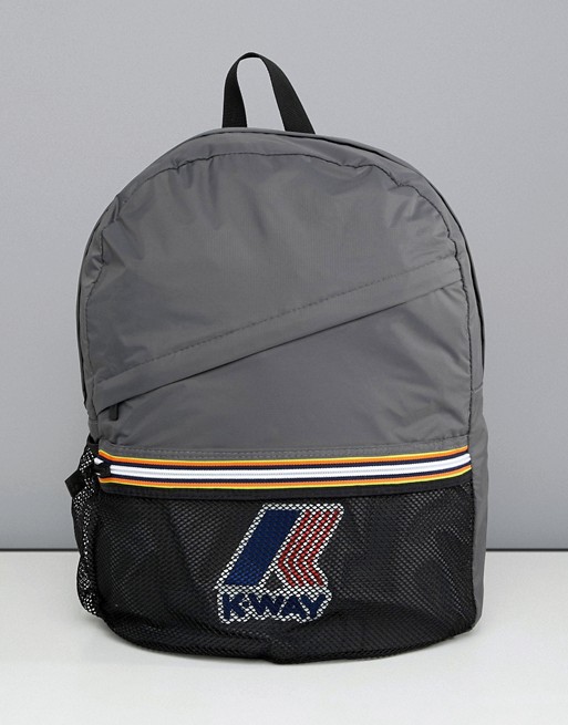 K-Way Le Vrai 3.0 Francois packaway backpack in grey | ASOS