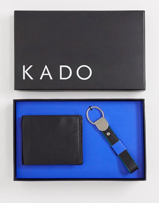 KADO colour pop leather wallet and keychain set