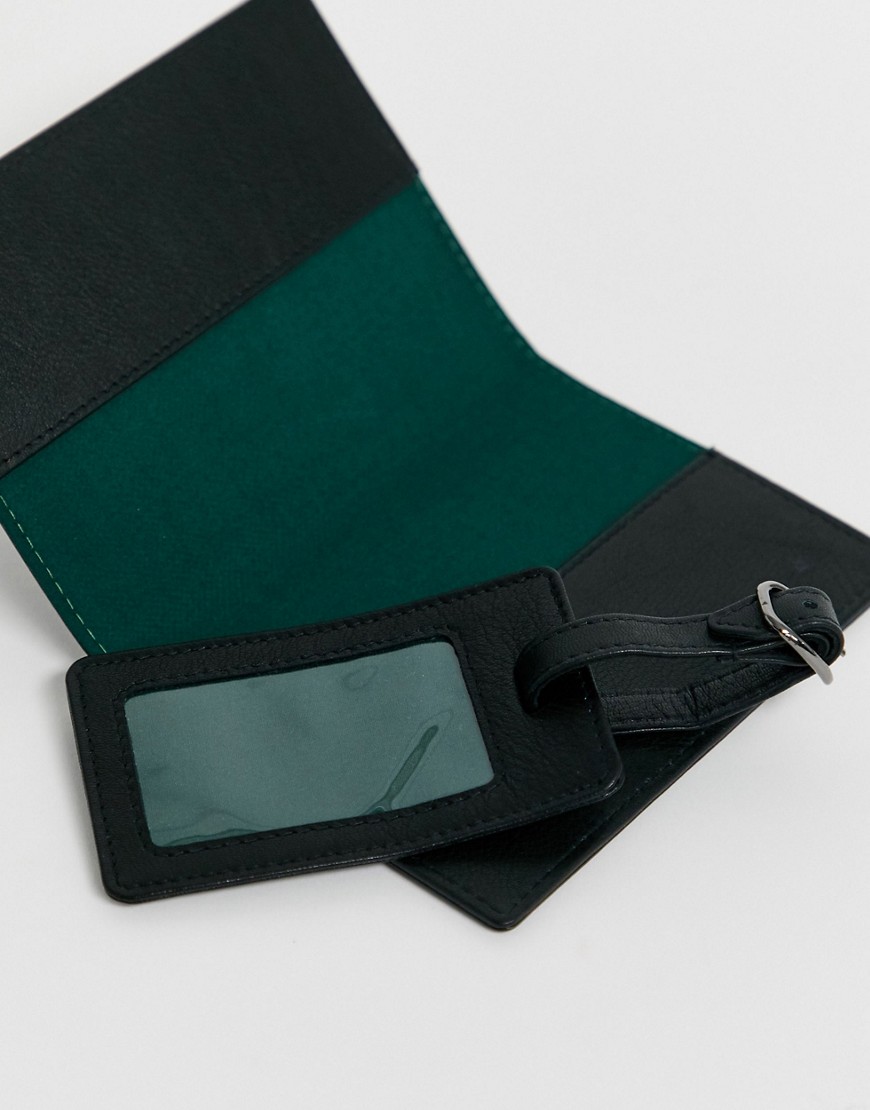 KADO – Färgglatt set i läder med passfodral och bagagelapp-Flerfärgad