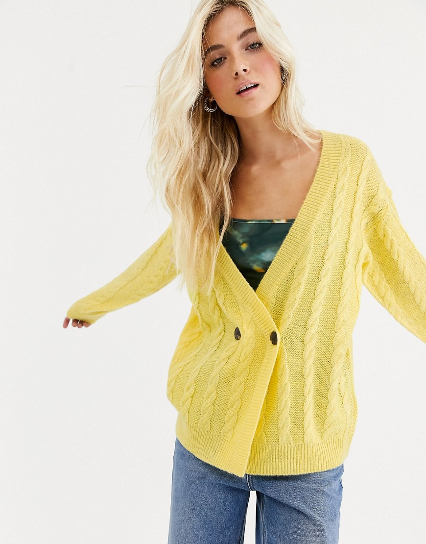 Kaffe double breasted cardigan-Yellow
