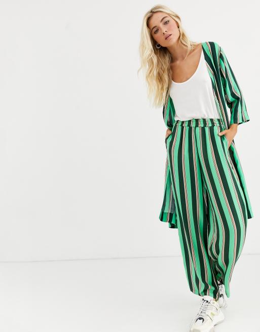 Kaffe - Gestreepte broek met wijde pijpen