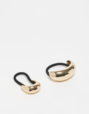 Kaiia Kaiia 2 pack chunky metal hair ties in gold
