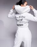 [Kaiia] Kaiia angel energy cherub back print cropped zip up hoodie in white (part of a set) 14 CREAM