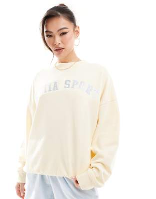 athletic logo sweatshirt in lemon-Yellow