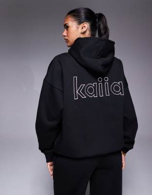 Kaiia Back Logo Detail Oversized Hoodie In Black