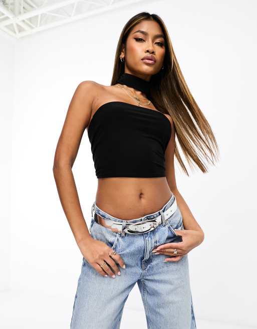 Kaiia - Bandeau-top met skinny sjaaltje in zwart