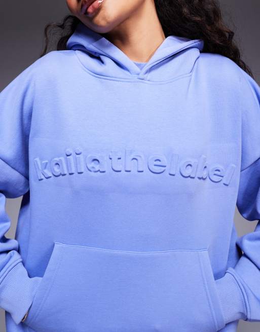 Kaiia - Blå og oversized hættetrøje med trykt logo - Del af sæt, 3 af 4