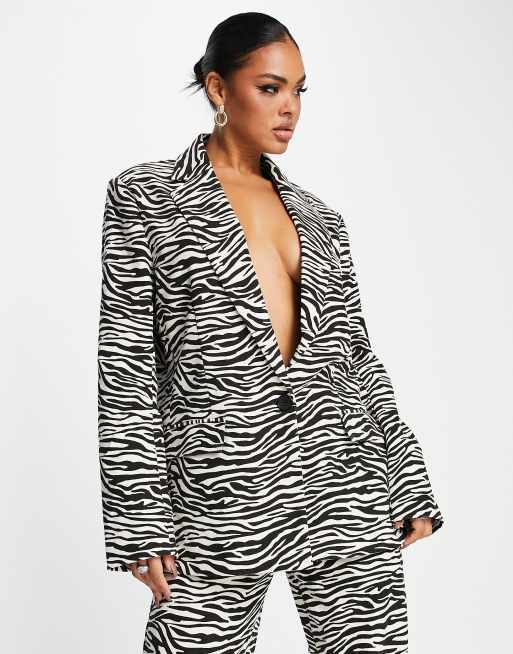 Kaiia - Blazer d’ensemble oversize décontracté - Zèbre