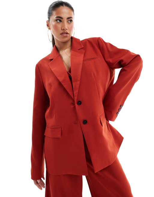 Kaiia - Blazer d'ensemble oversize et ajusté - Rouille