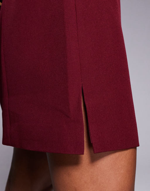 Kaiia - Bordeaux skræddersyet minikjole med bandeau-snit - Kun hos ASOS, 3 af 4