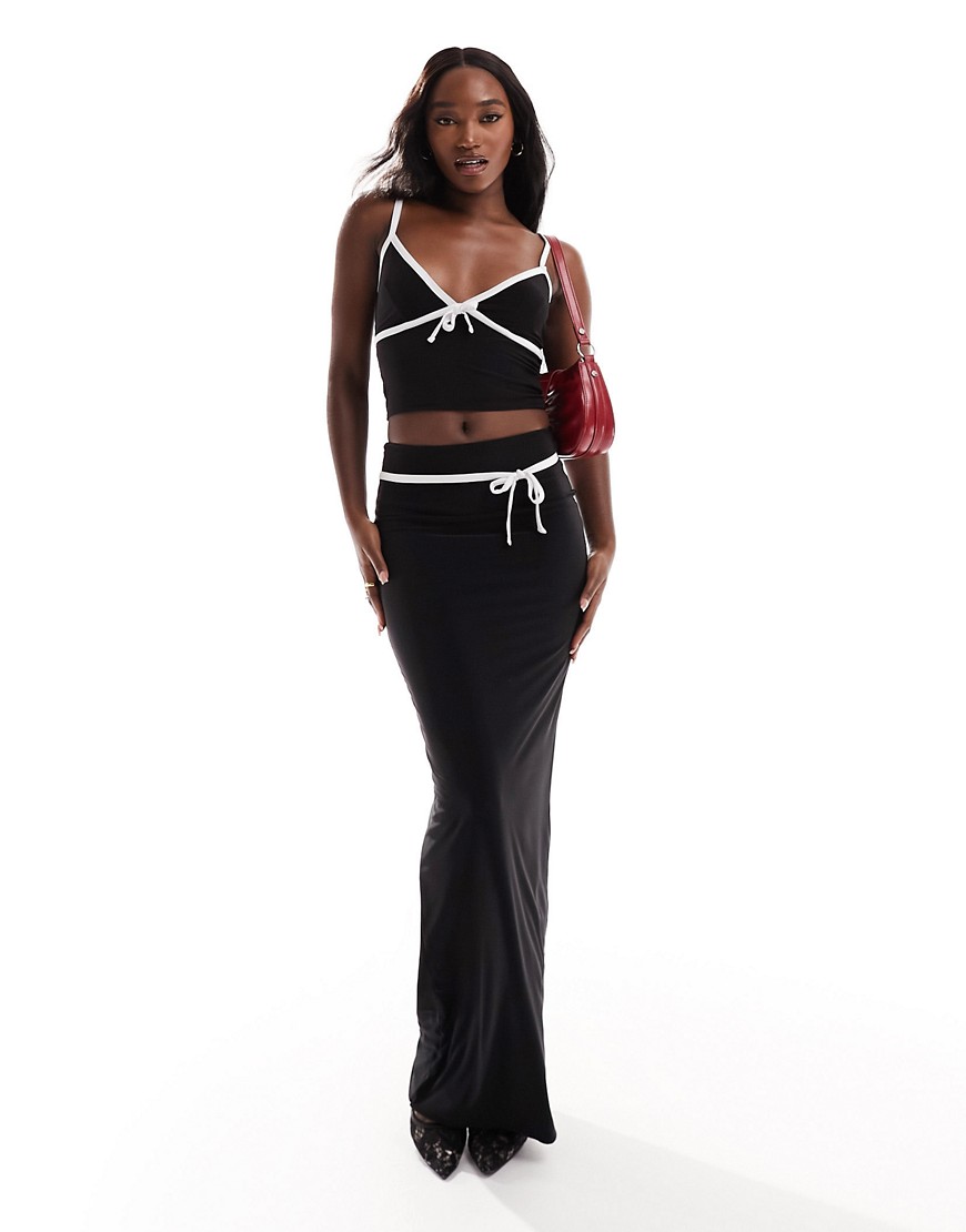Kaiia Bow Detail Maxi Skirt In Black - Part Of A Set