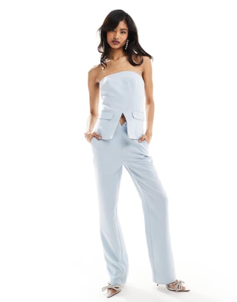 Kaiia - Broek met wijde pijpen in babyblauw, deel van co-ord set - view 1