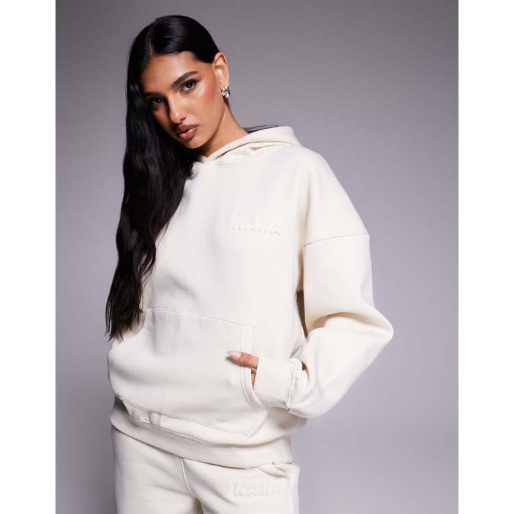 新品　Bibiy ANGELICA SWEATSHIRT 白 Kaiia bubble embossed logo oversized hoodie in oat milk