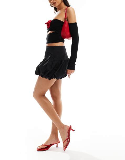 Kaiia bubble hem mini skirt in black - view 1