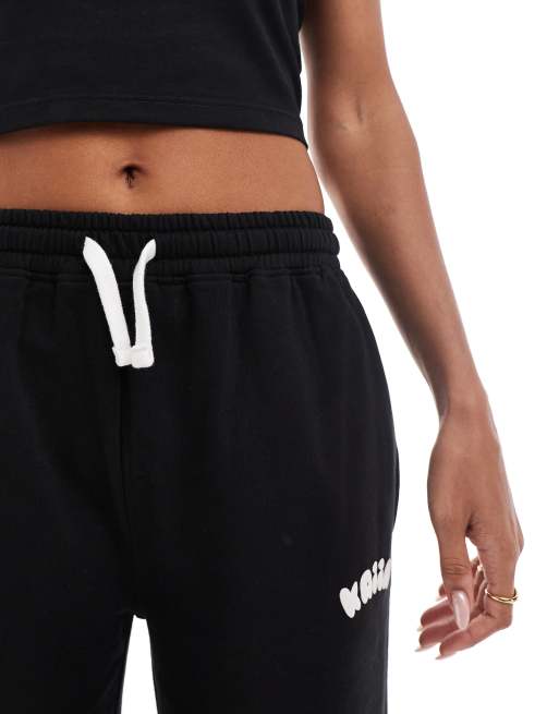 Kaiia bubble logo wide leg trackies in black (part of a set), 3 of 5