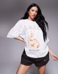[Kaiia] Kaiia bunny logo graphic oversized t-shirt in light grey marl 8 Light grey marl