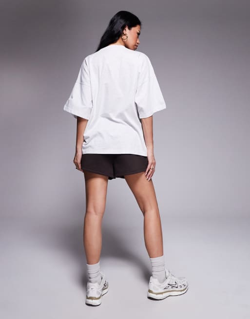 Kaiia bunny logo graphic oversized t-shirt in light heather gray