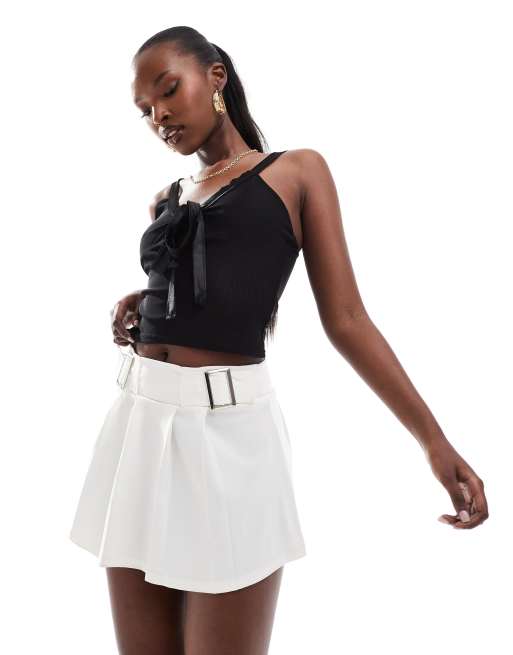 Kaiia - Caraco noué devant en tulle bordé de satin - Noir