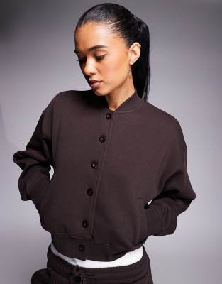 Kaiia - Cardigan aus Sweatstoff in Schokobraun mit Knopfleiste, Kombiteil