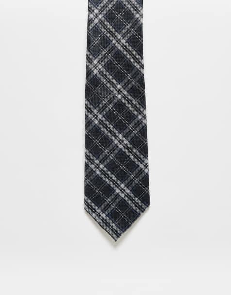 Kaiia check tie in grey and white - view 1