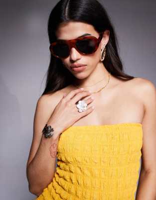 Kaiia Chunky Smoke Lens Aviator Sunglasses