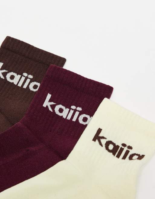 Kaiia - Confezione da 3 paia di calzini multicolore con logo ricamato a contrasto, 3 di 3