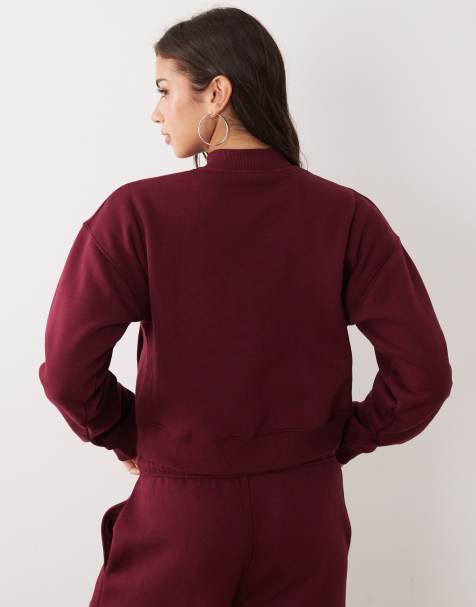 Kaiia - Conjunto burdeos de joggers y cárdigan estilo sudadera con botones de tejido rico en algodón - view 1