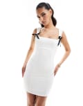 [Kaiia] Kaiia contrast bow detail mini dress in white 18 WHITE