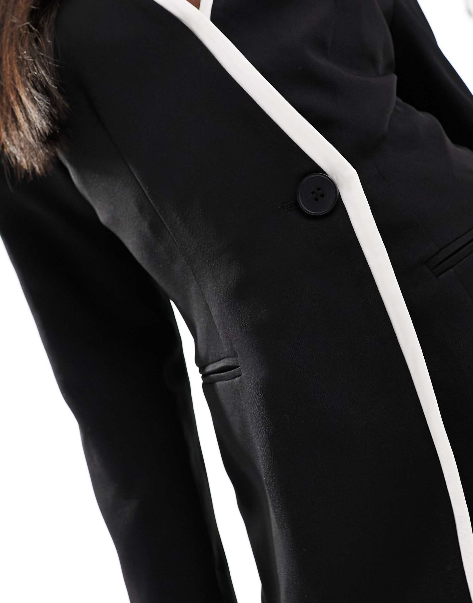 kaiia contrast edge tailored mini dress in black