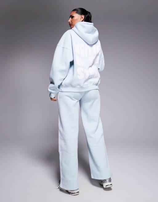 Kaiia - Coordinato color menta con felpa con cappuccio e joggers ampi con stampa del logo a onde