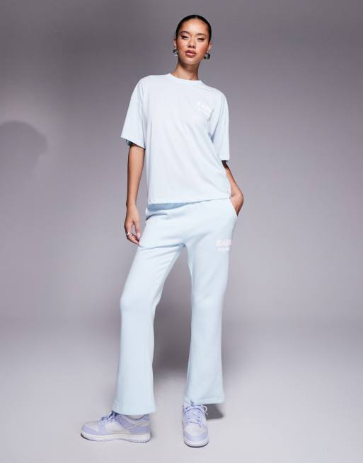 Kaiia - Coordinato oversize color azzurro composto da T-shirt, felpa con cappuccio e joggers