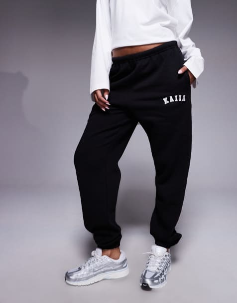 Kaiia cotton blend cuffed joggers co-ord in black - view 1