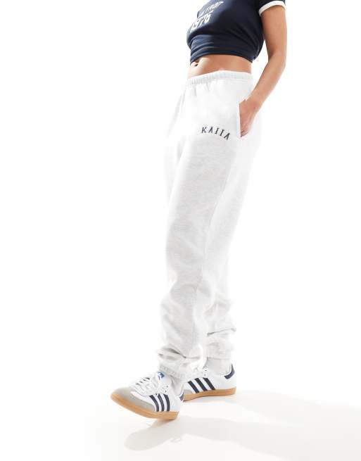 Kaiia cotton blend cuffed joggers in light grey  , 2 of 5