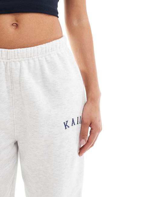 Kaiia cotton blend cuffed joggers in light grey  , 3 of 5
