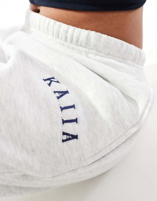 Kaiia cotton blend cuffed joggers in light grey  , 4 of 5