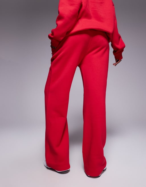 Kaiia cotton blend embroidered bow logo wide leg sweatpants in red and pink - part of a set