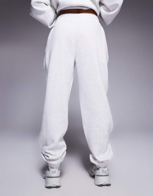 Kaiia cotton blend embroidered logo cuffed joggers co-ord in light grey marl  , 2 of 5