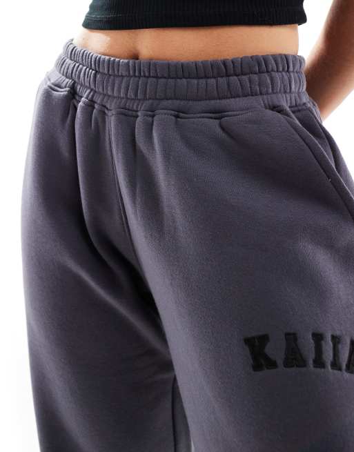 Kaiia cotton blend Petite wide leg joggers in dark grey  , 2 of 5