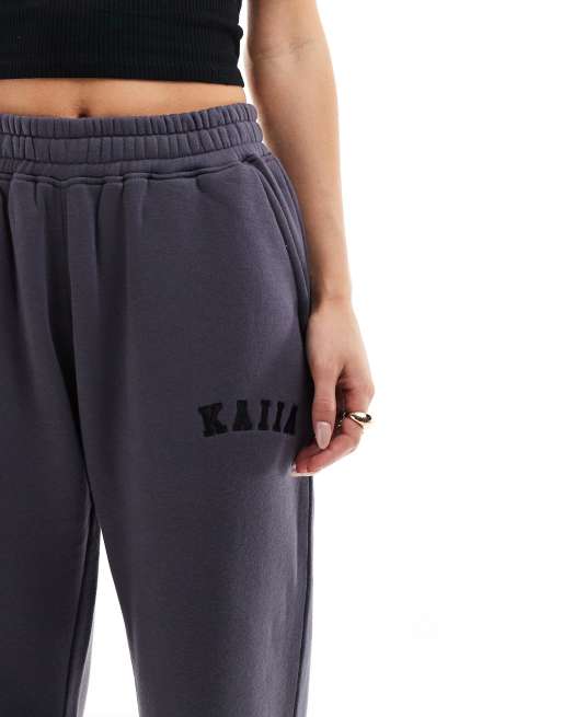 Kaiia cotton blend Petite wide leg joggers in dark grey  , 3 of 5