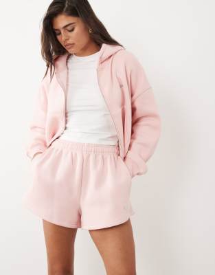 Kaiia Cotton Blend Silver Hardware Logo Sweat Shorts In Pink